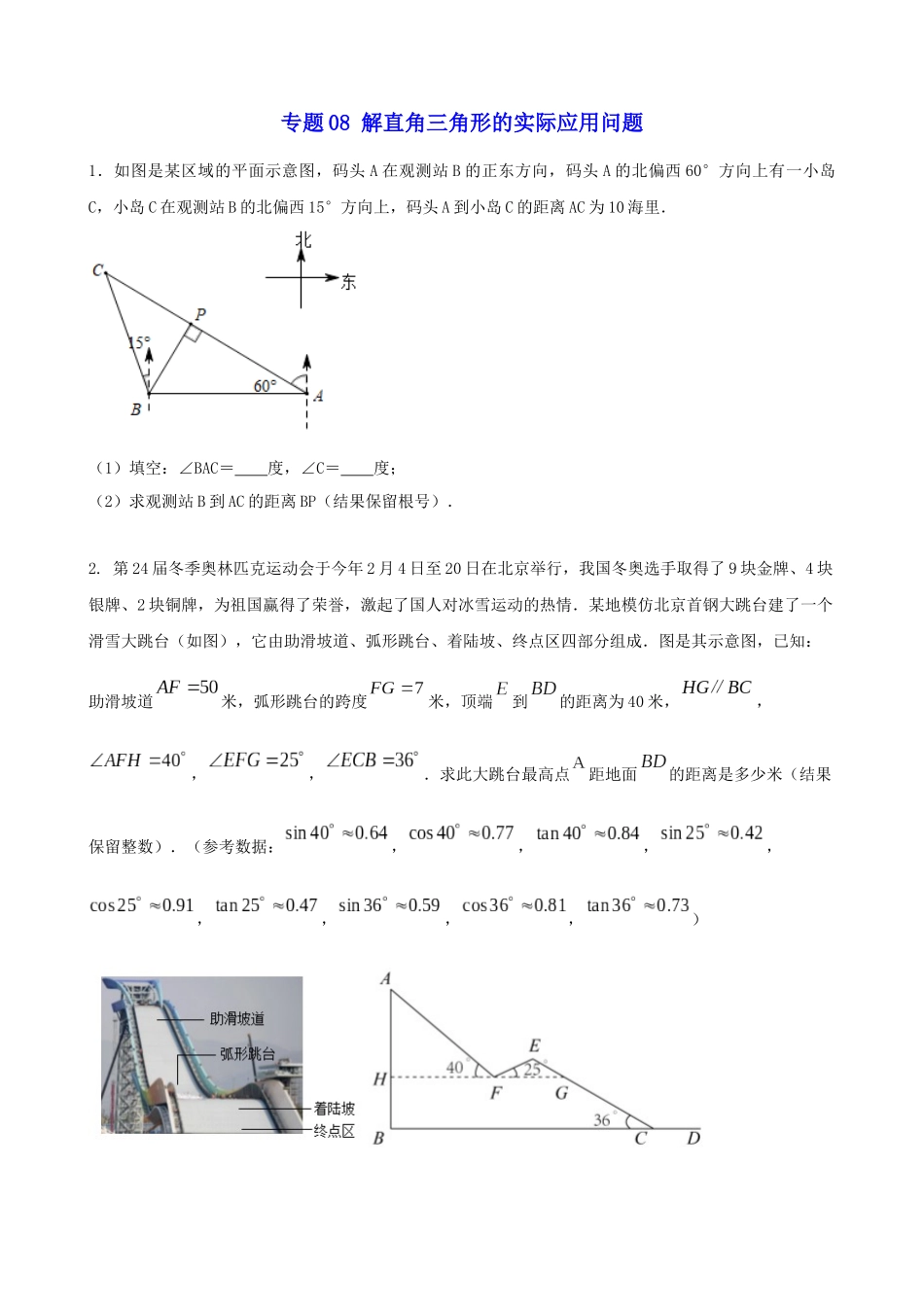 专题08_解直角三角形的实际应用问题.docx_第1页