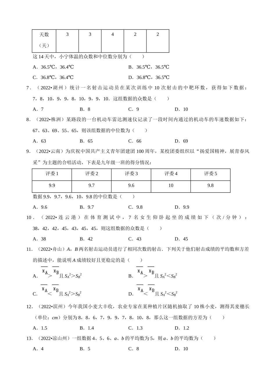 专题27_数据的分析（共50题）.docx_第2页