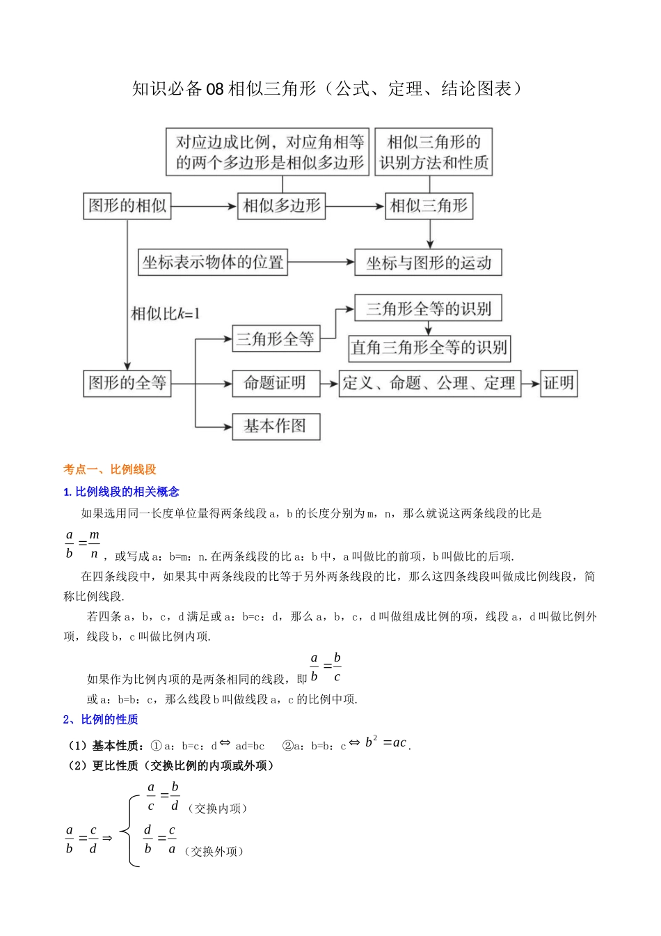 08_相似三角形（公式、定理、结论图表）.docx_第1页