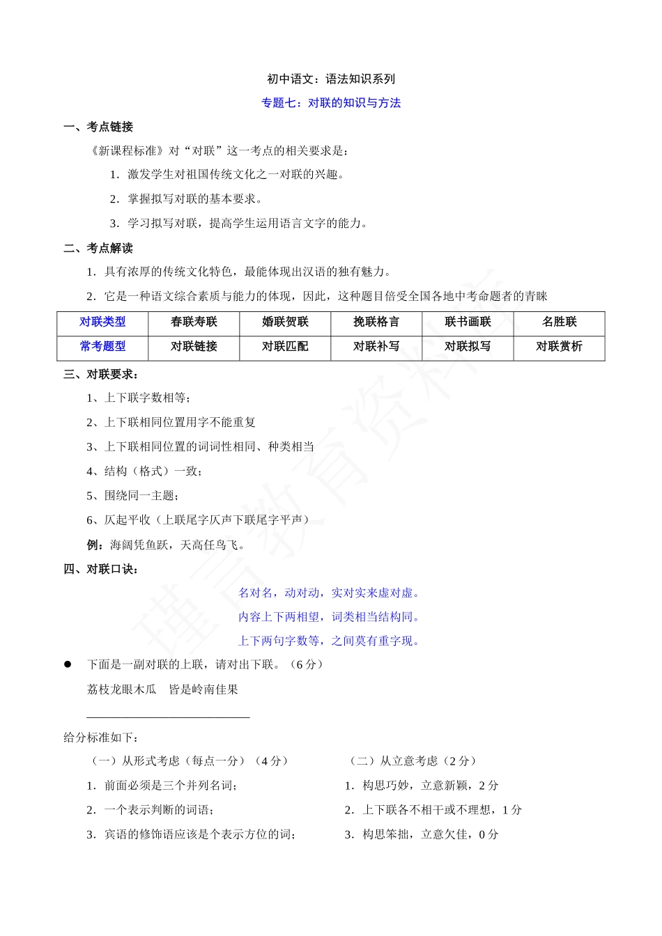 专题07：对联的知识与方法.docx_第1页