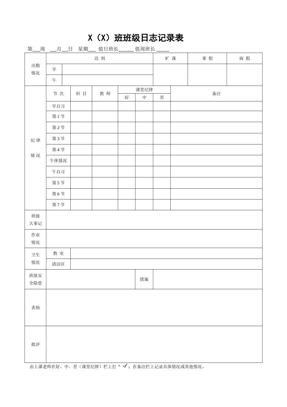 班主任必备表格_27.班级日志记录表.doc_第1页