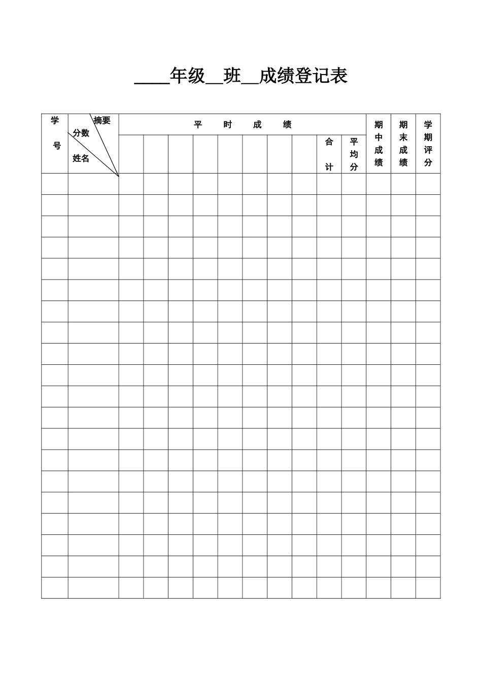 班主任必备表格_成绩登记表.doc_第1页