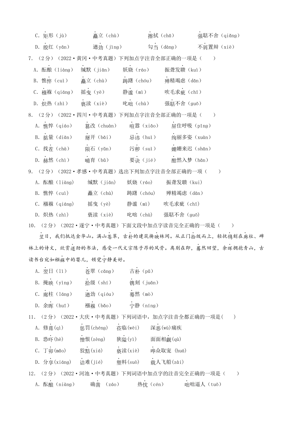 专题05_中考真题练_中考语文一轮复习之字音专项.docx_第2页