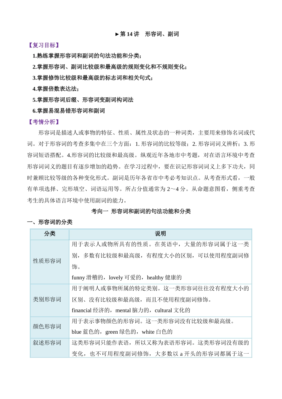 语法14 形容词、副词（讲义）_中考英语.docx_第1页