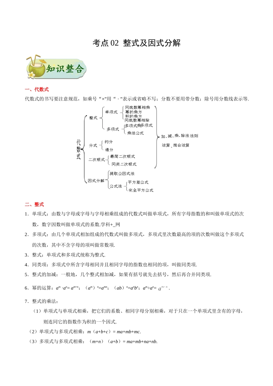 考点02 整式及因式分解-中考数学考点一遍过_中考数学.doc_第1页