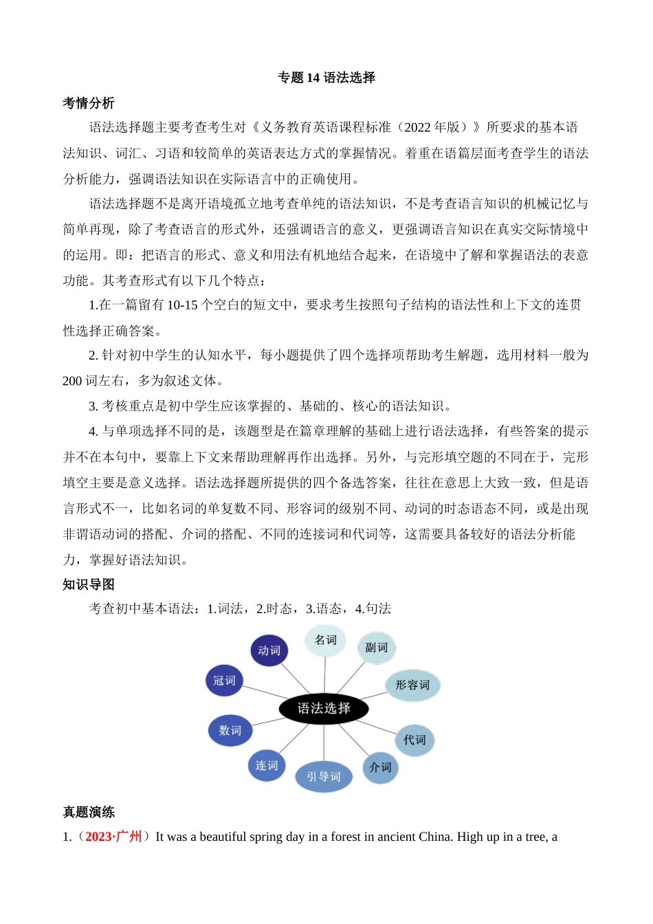 专题14 语法选择（讲练）_中考英语.docx_第1页