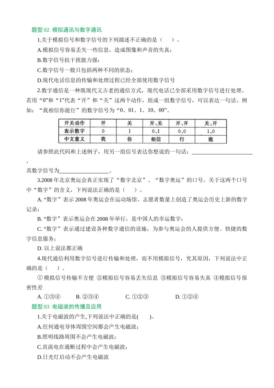 专题21  信息、能源与材料（12大题型）（练习）_中考物理.docx_第2页