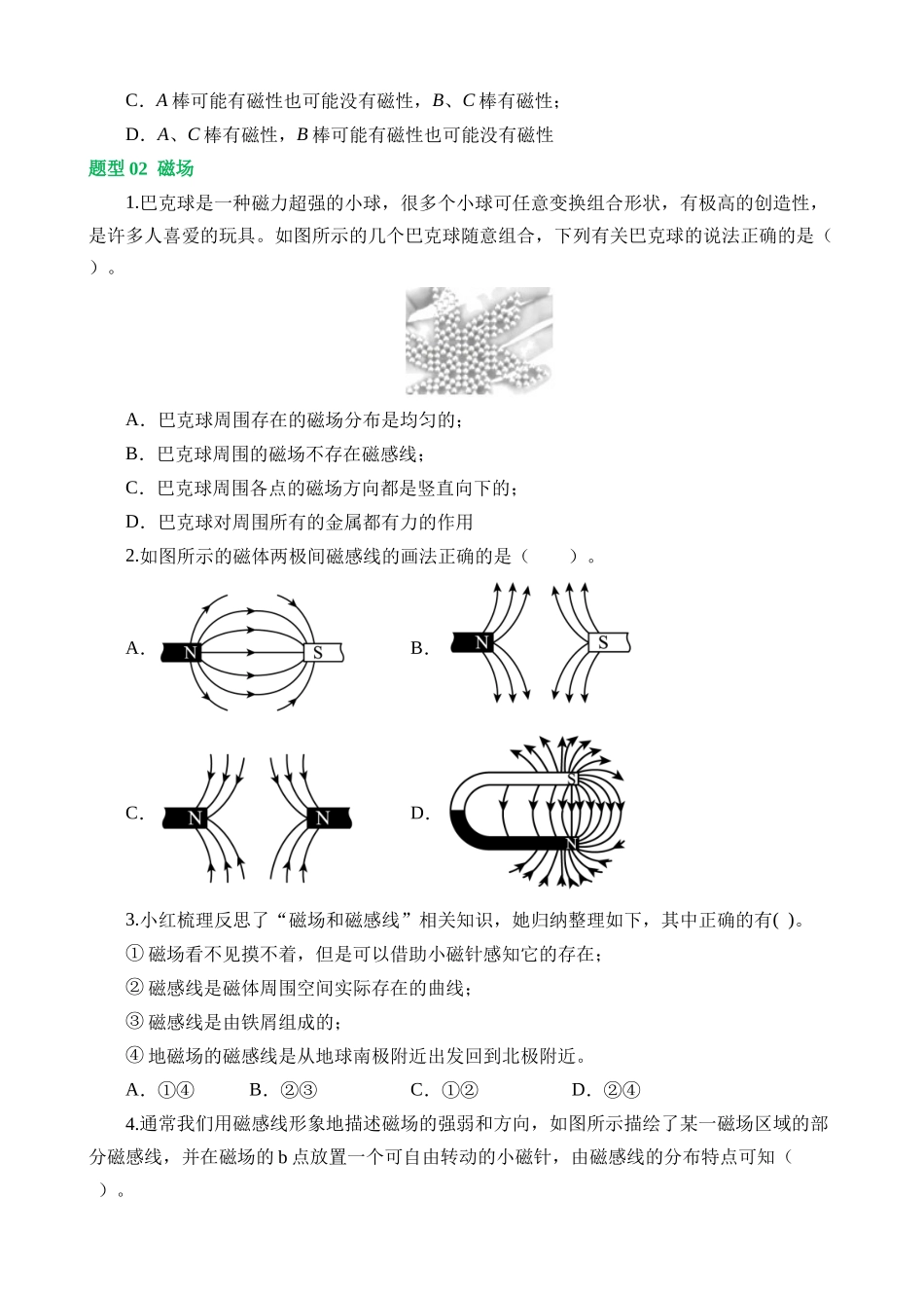 专题20 电与磁（11大题型）（练习）_中考物理.docx_第2页