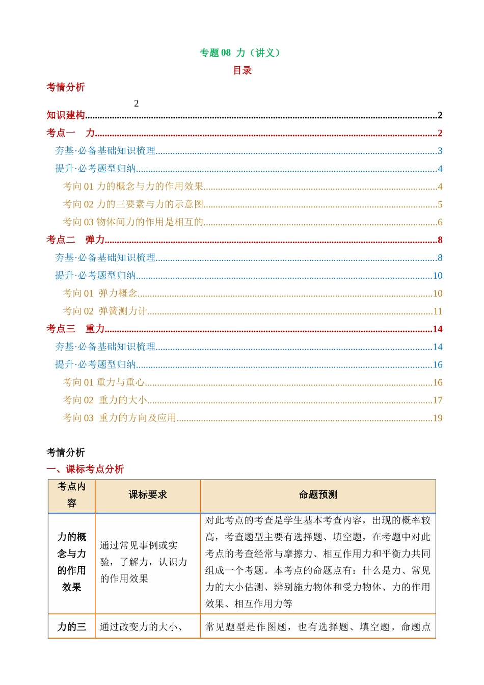 专题08 力（3考点+8考向）（讲义）_中考物理.docx_第1页