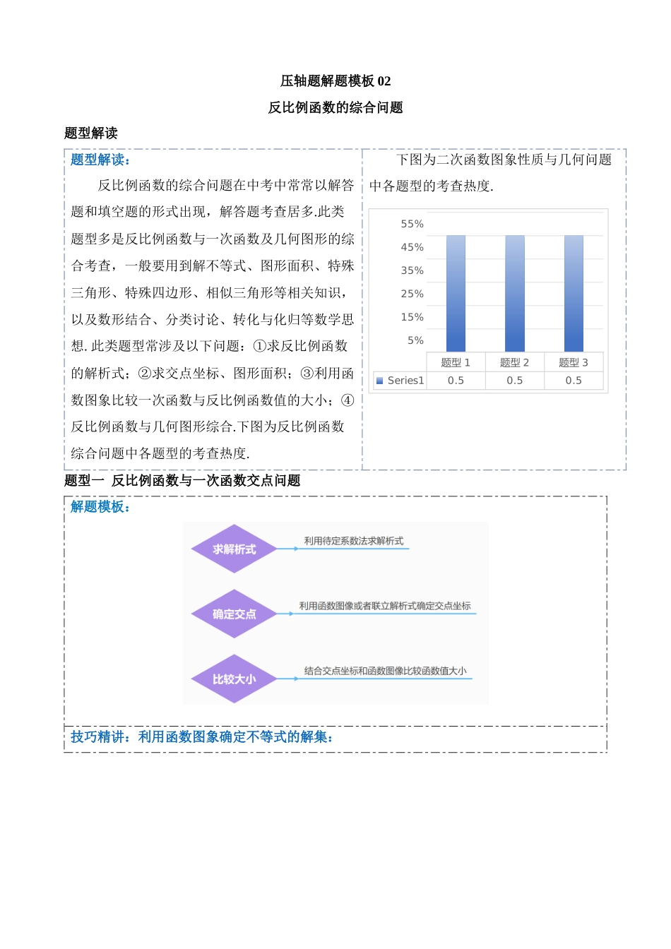 压轴题02 反比例函数的综合问题（3题型+解题模板+技巧精讲）_中考数学.docx_第1页