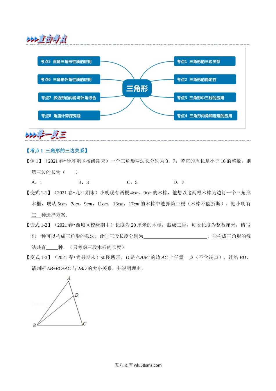 专题11.9 三角形章末重难点突破（学生版）2022年八年级数学上册举一反三系列（人教版）_八年级上册.docx_第2页