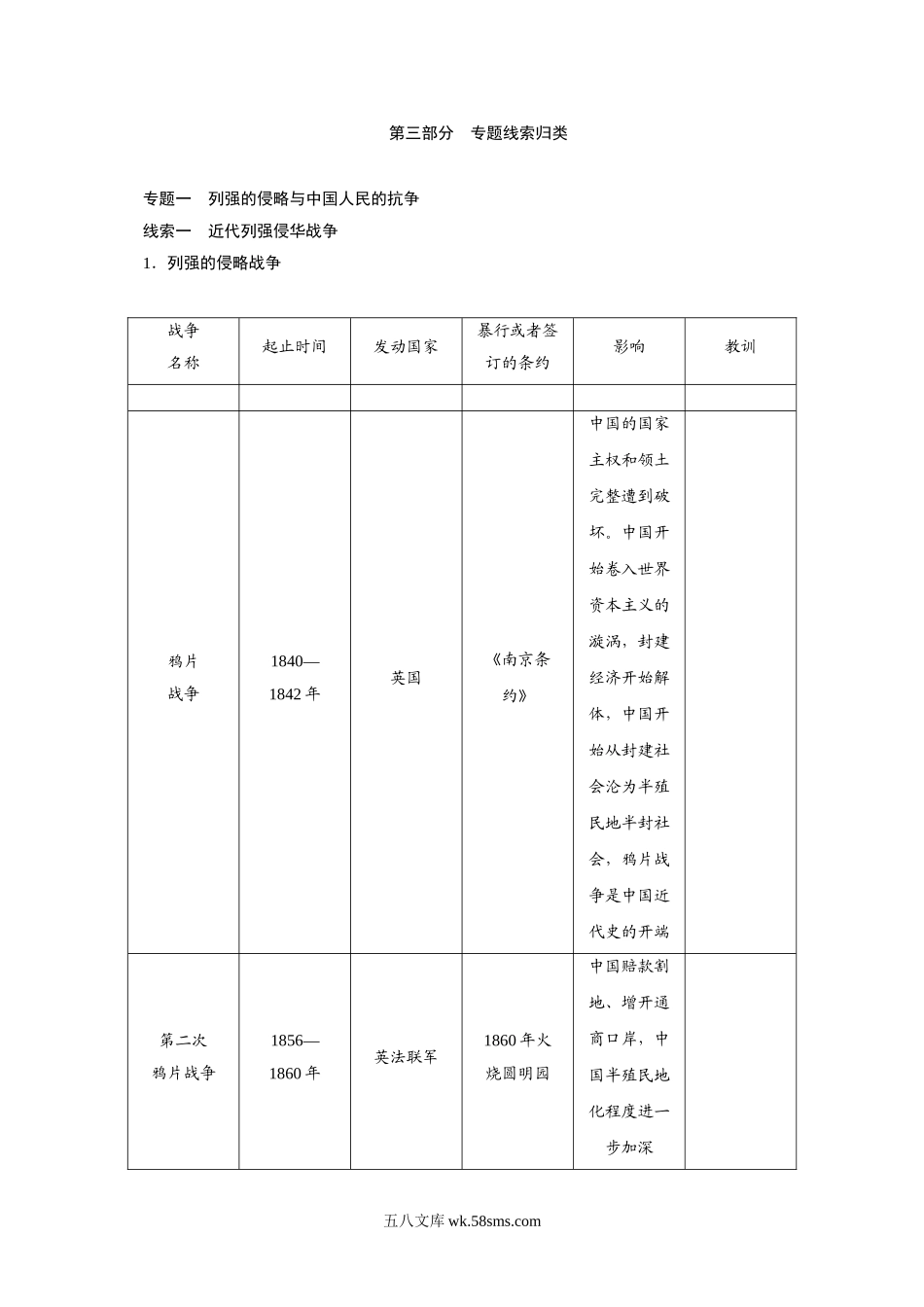 八年级历史 第3部分专题线索归类(1)_八年级上册.doc_第1页