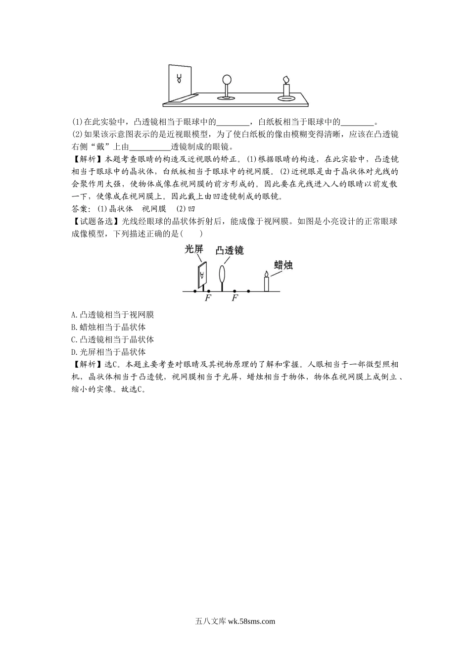 《眼睛和眼镜》同步练习1(1)_八年级上册.doc_第3页