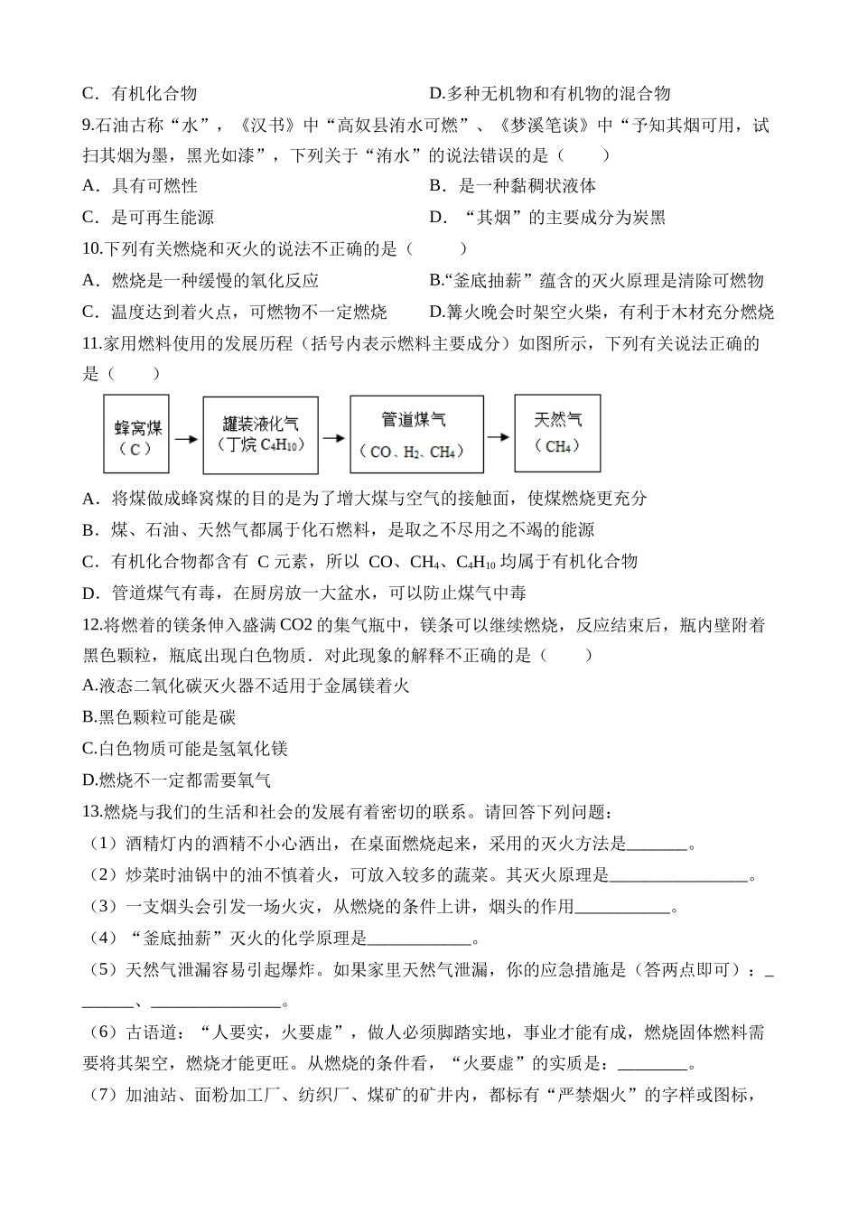 第13讲 燃料和能源利用 (练习)_中考化学.docx_第2页