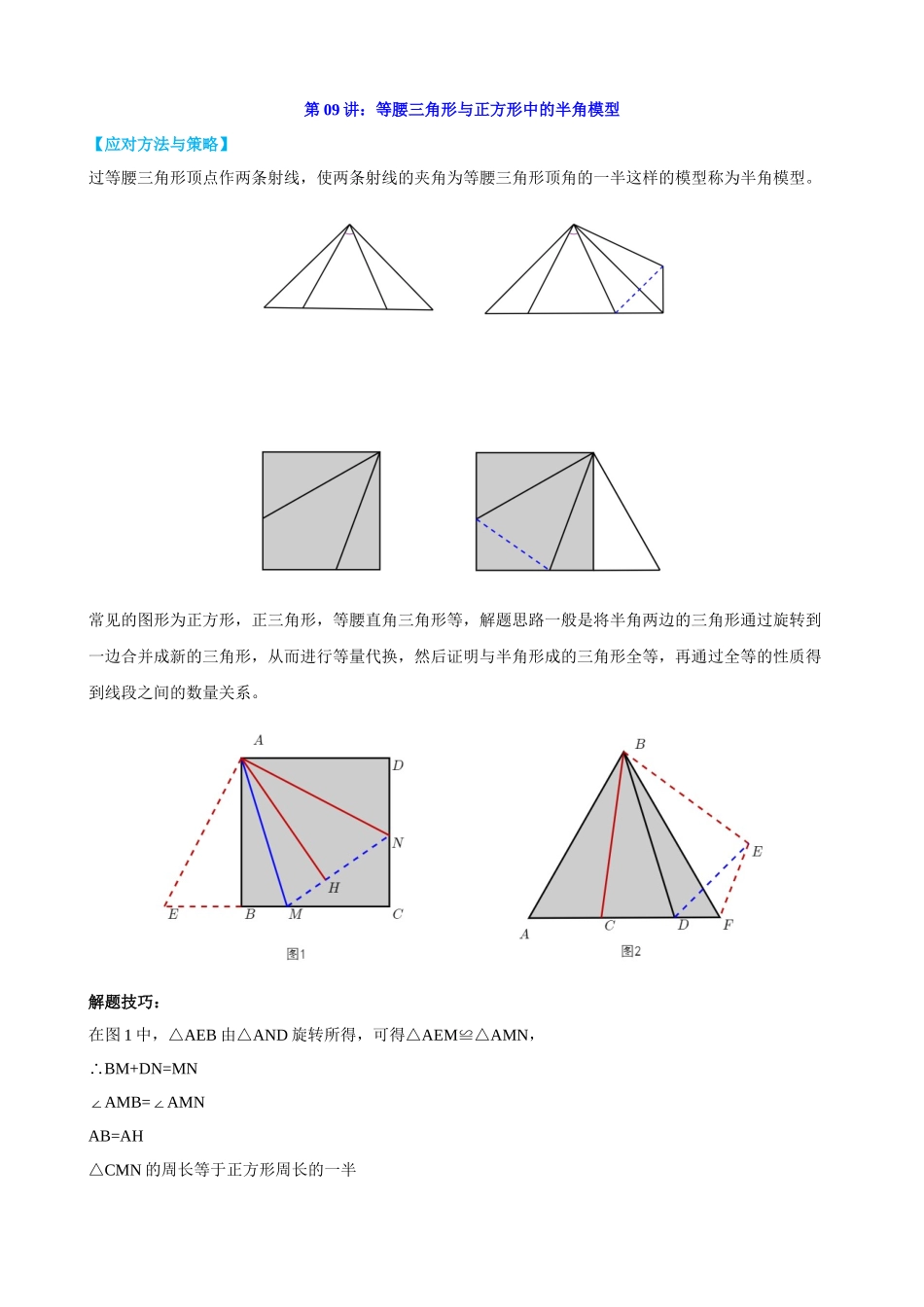 第9讲_等腰三角形与正方形中的半角模型_中考数学.docx_第1页