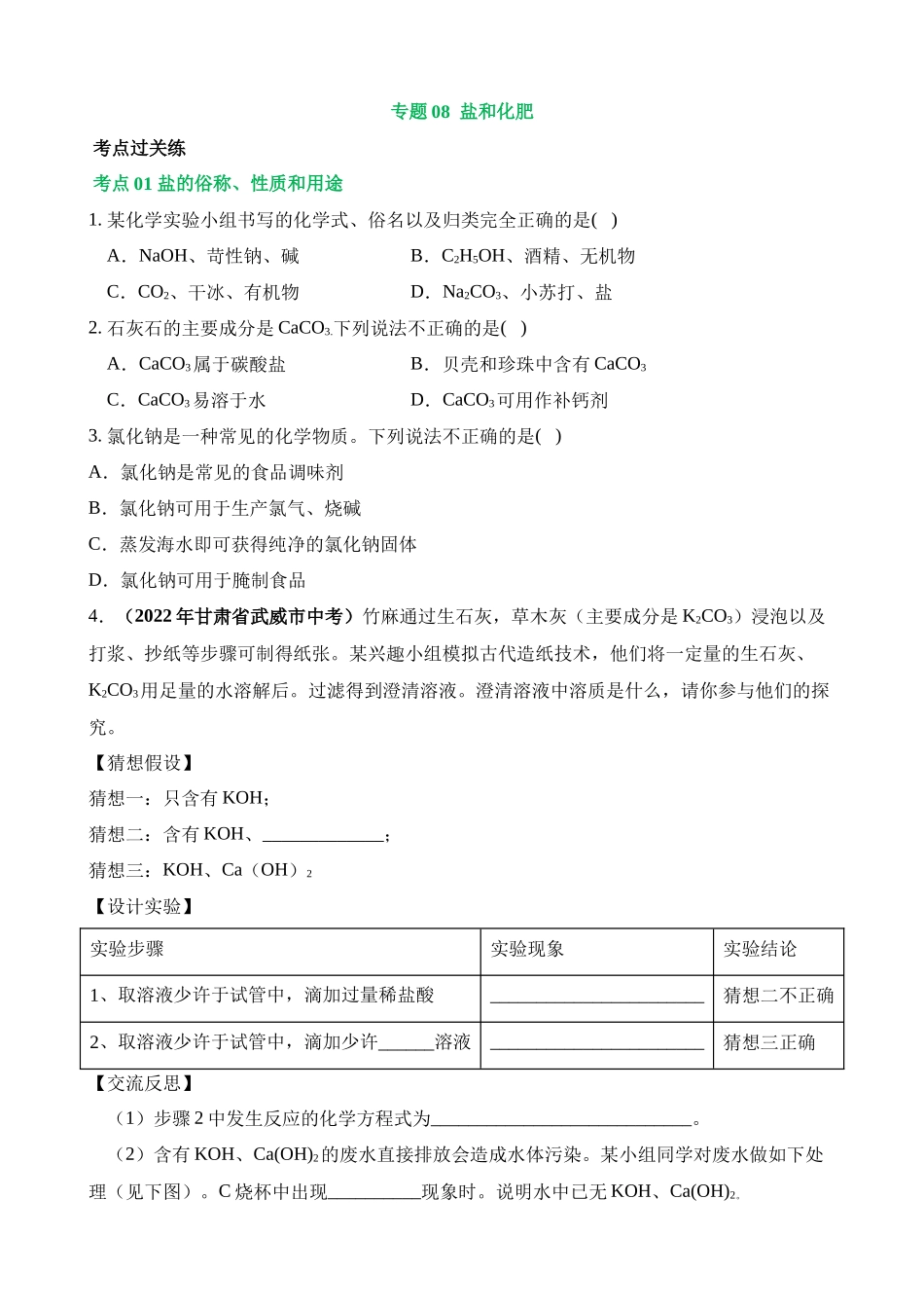 专题08 盐 化肥（练习）_中考化学.docx_第1页