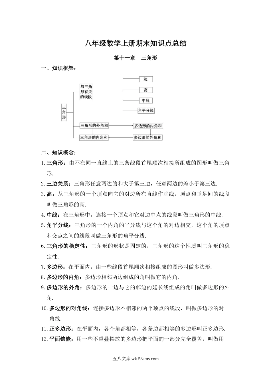 八年级数学上册第十一章  三角形知识点总结_八年级上册.docx_第1页