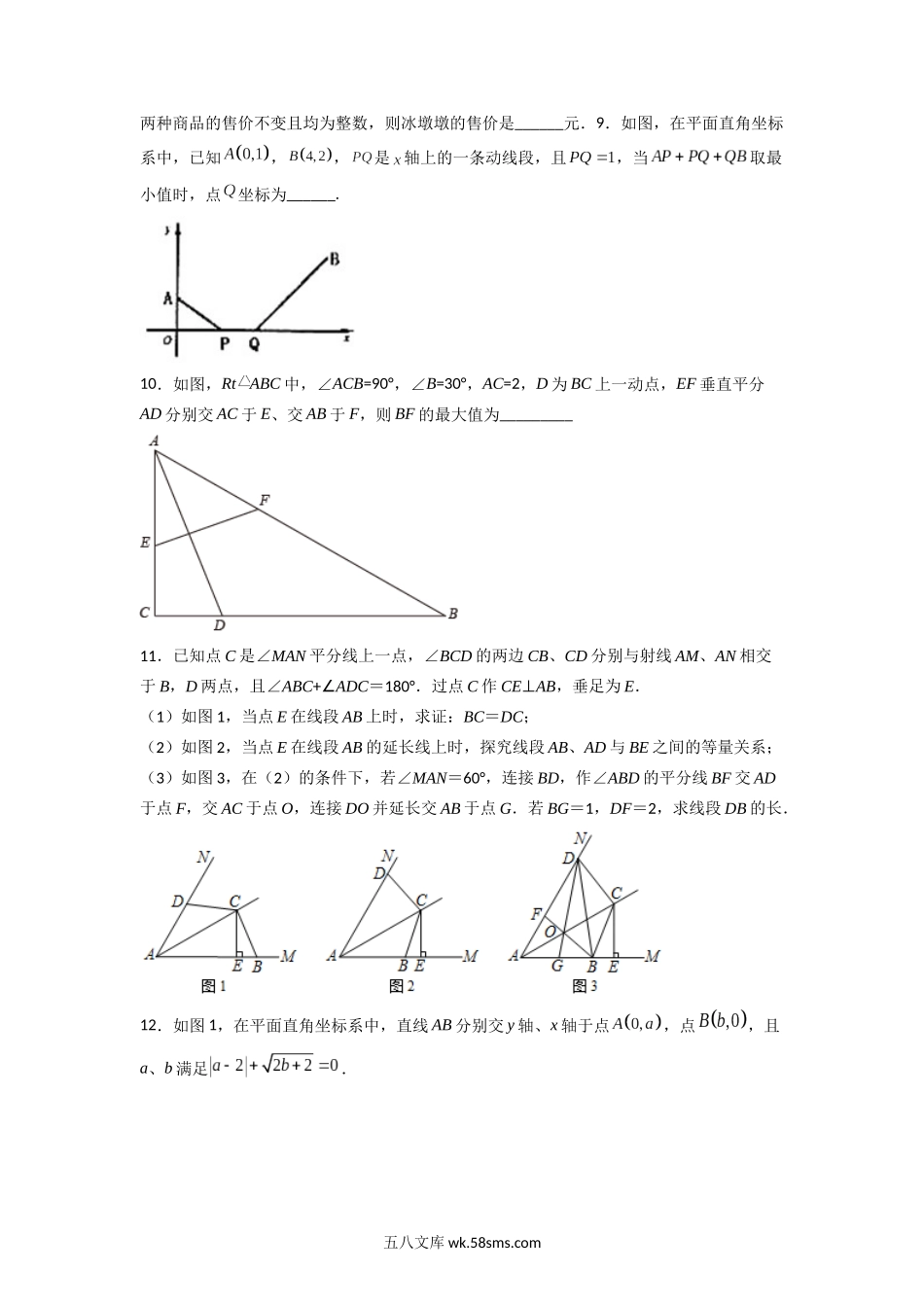 期末考试压轴题考点训练（五）（原卷版）  _八年级上册.docx_第3页