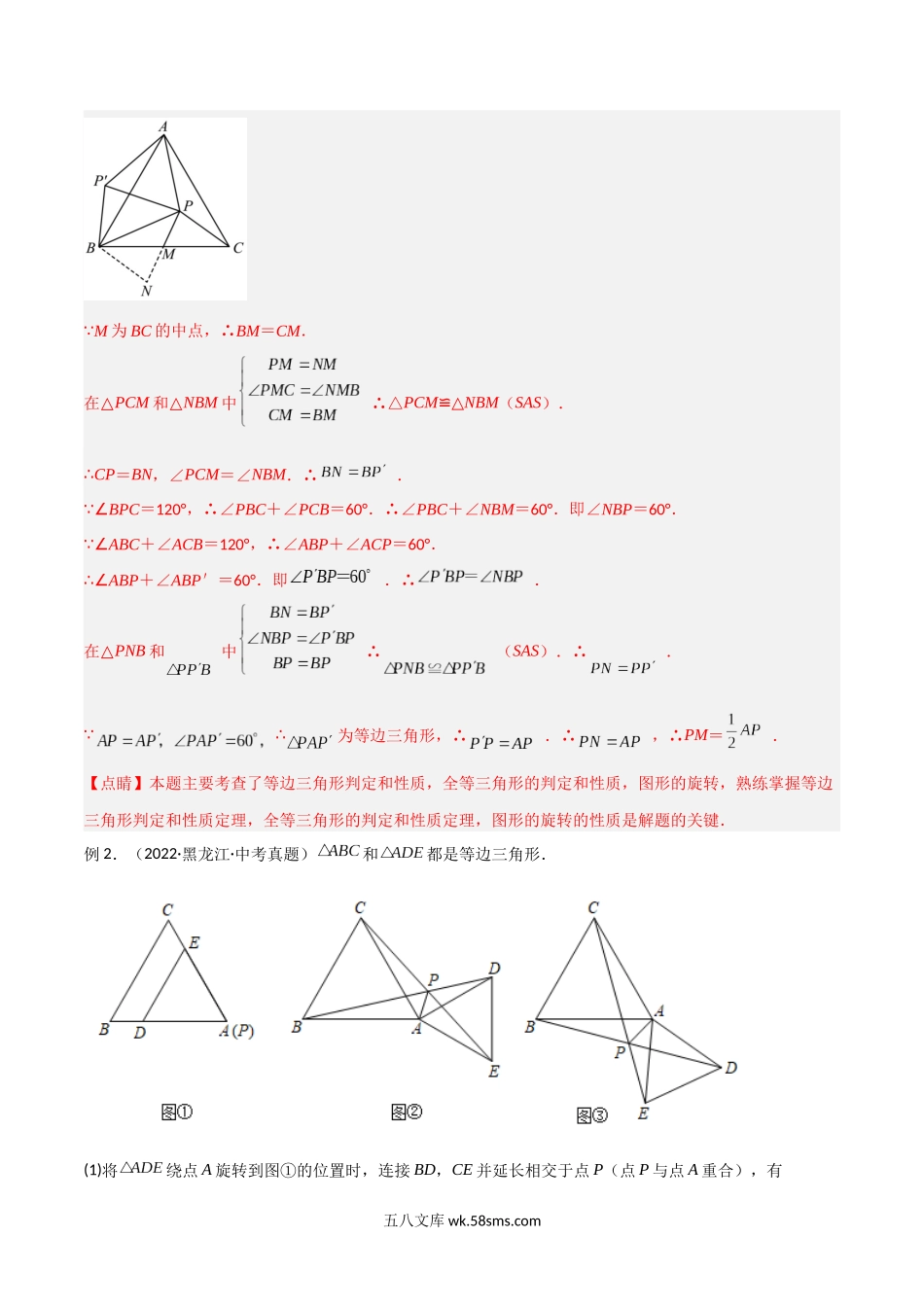 专题03 全等模型-手拉手模型（解析版）_八年级上册 (1).docx_第3页