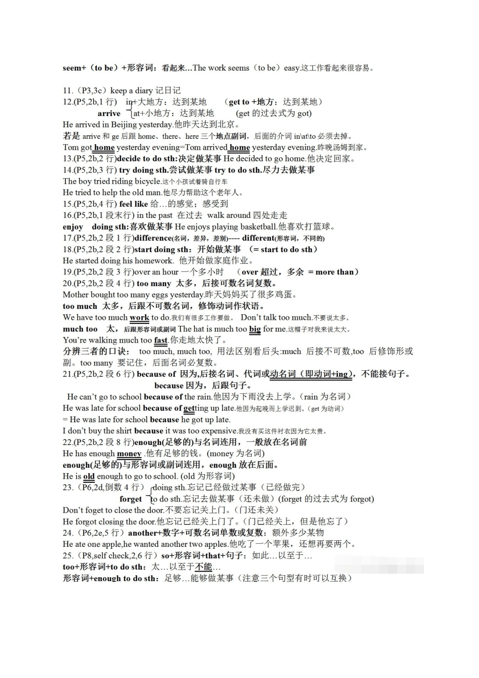 初二英语上册：全册单元知识梳理，细致、全面，把握重点、考点_八年级上册.doc_第2页