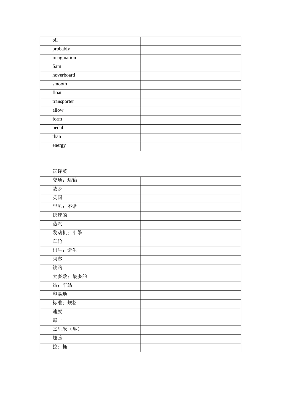 Unit 6 Go with Transportation!单词、词组默写清单 冀教版英语八年级上册_八年级上册.docx_第2页