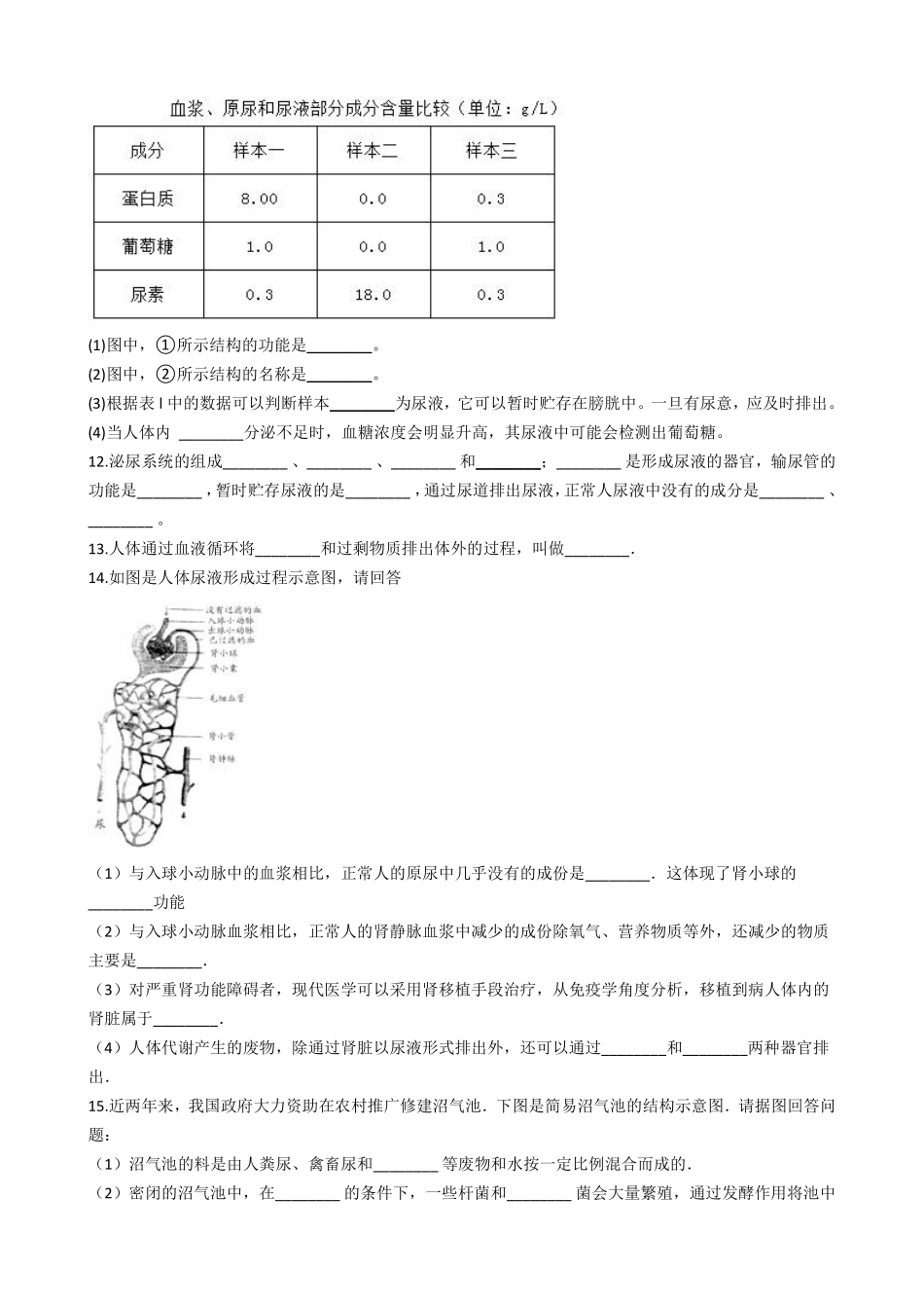 6.15.2人体内废物的排除 同步测试与解析_八年级上册_八年级上册.pdf_第2页