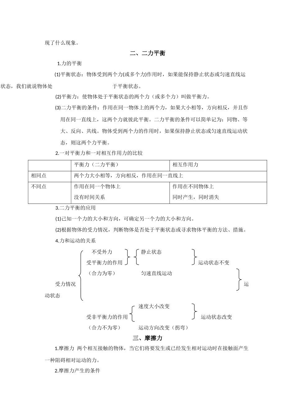 02.八年级下册物理知识点总结 第八章 运动和力.docx_第2页