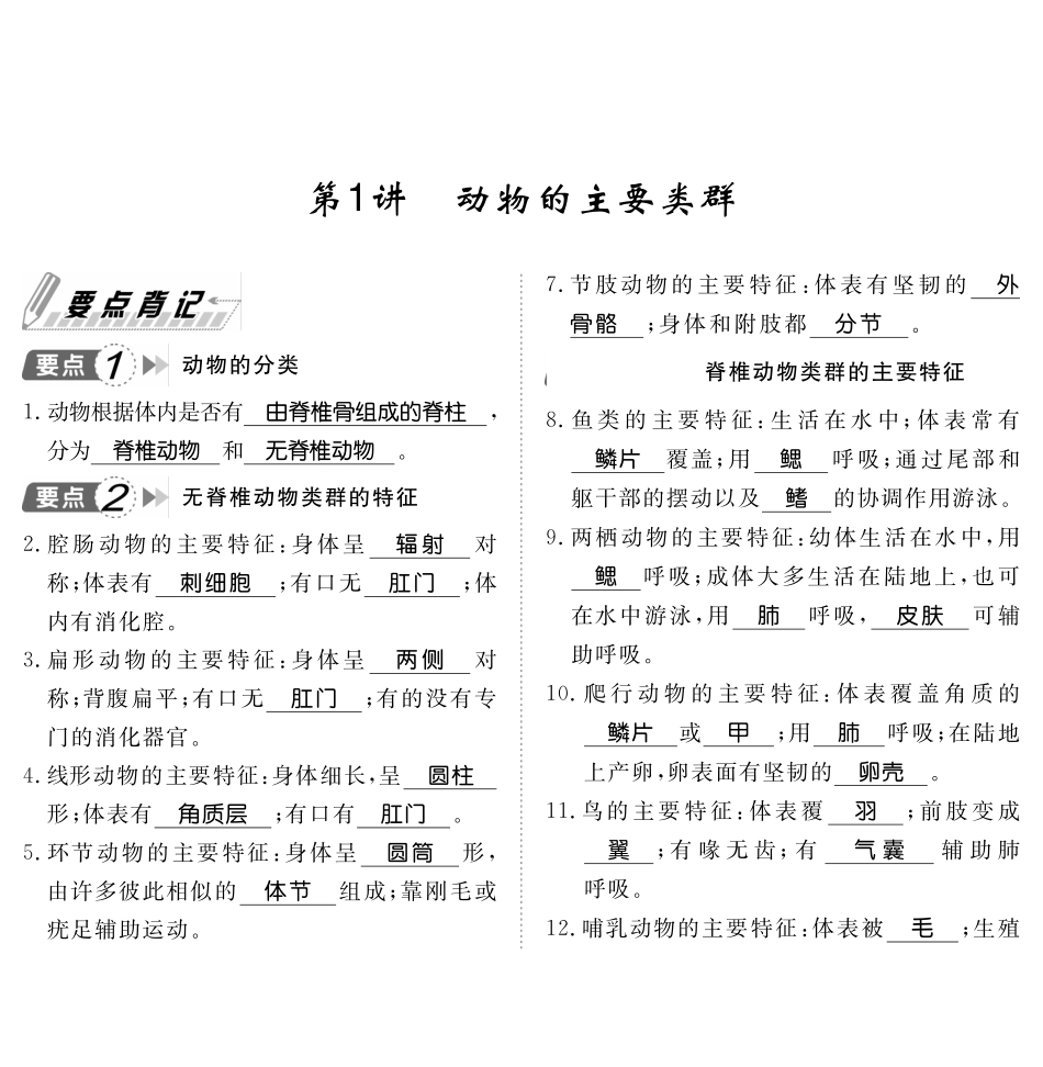 人教版生物八年级上册知识点要点背记_八年级上册_八年级上册.pdf_第1页