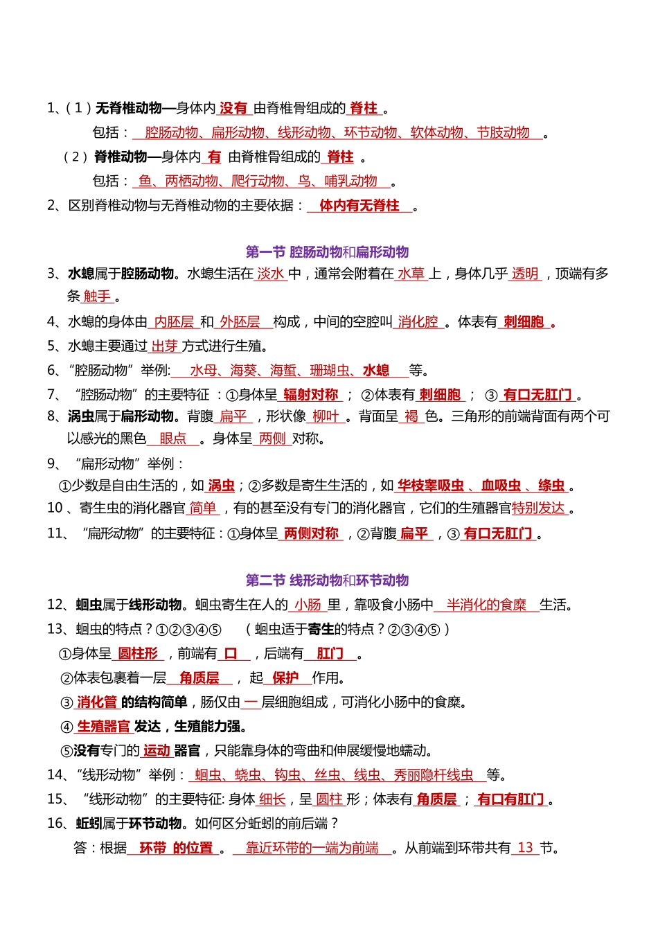 人教版生物八年级上册预习提纲_八年级上册_八年级上册.pdf_第1页