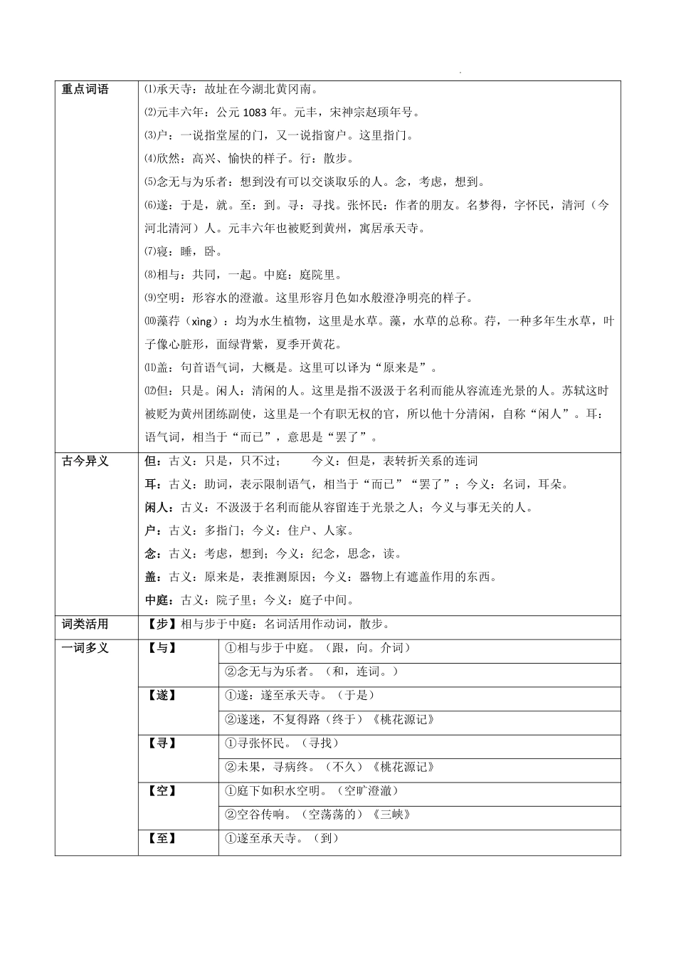 专题3 《记承天寺夜游》（知识梳理）_八年级上册_八年级上册.pdf_第2页