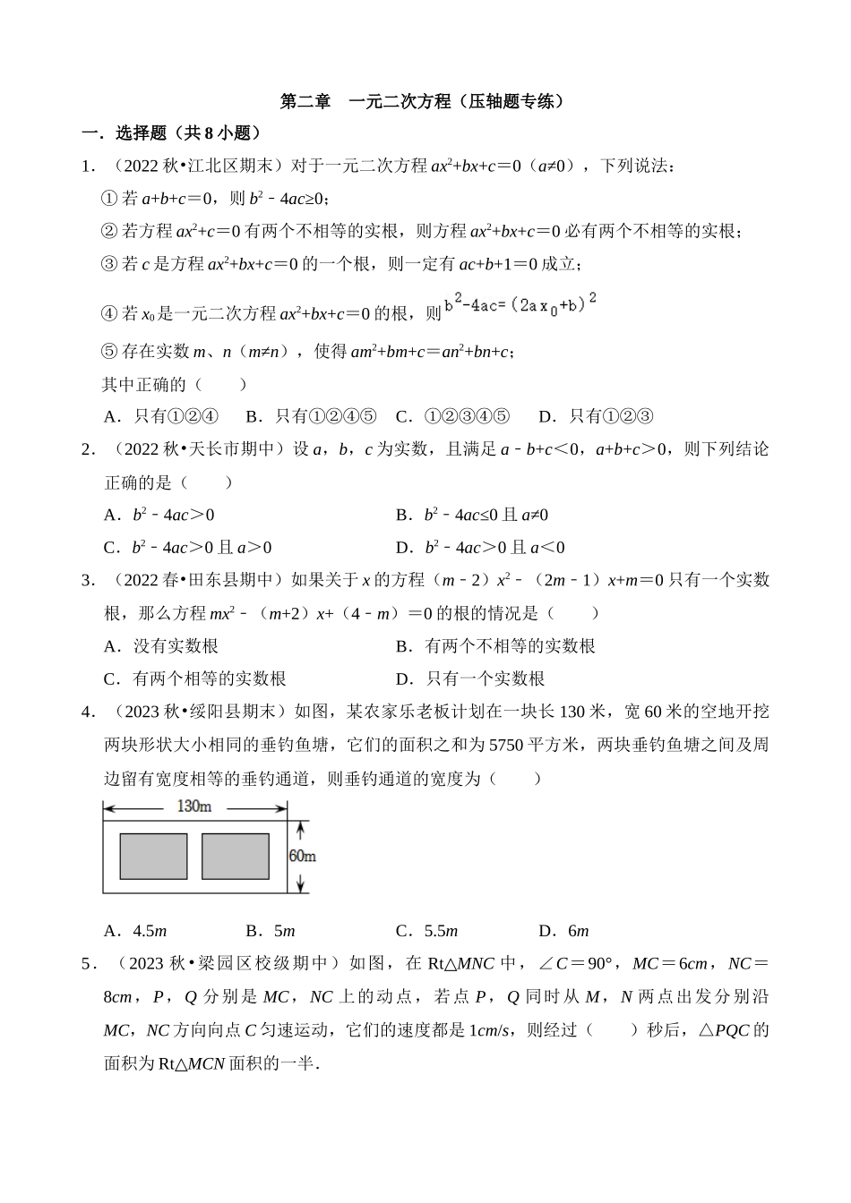 第二章 一元二次方程（压轴题专练）.docx_第1页