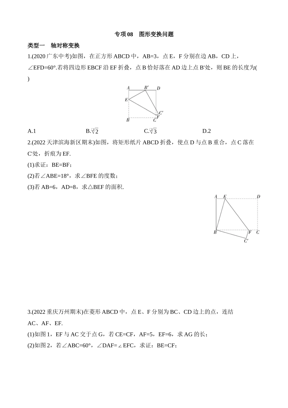 专项08 图形变换问题.docx_第1页