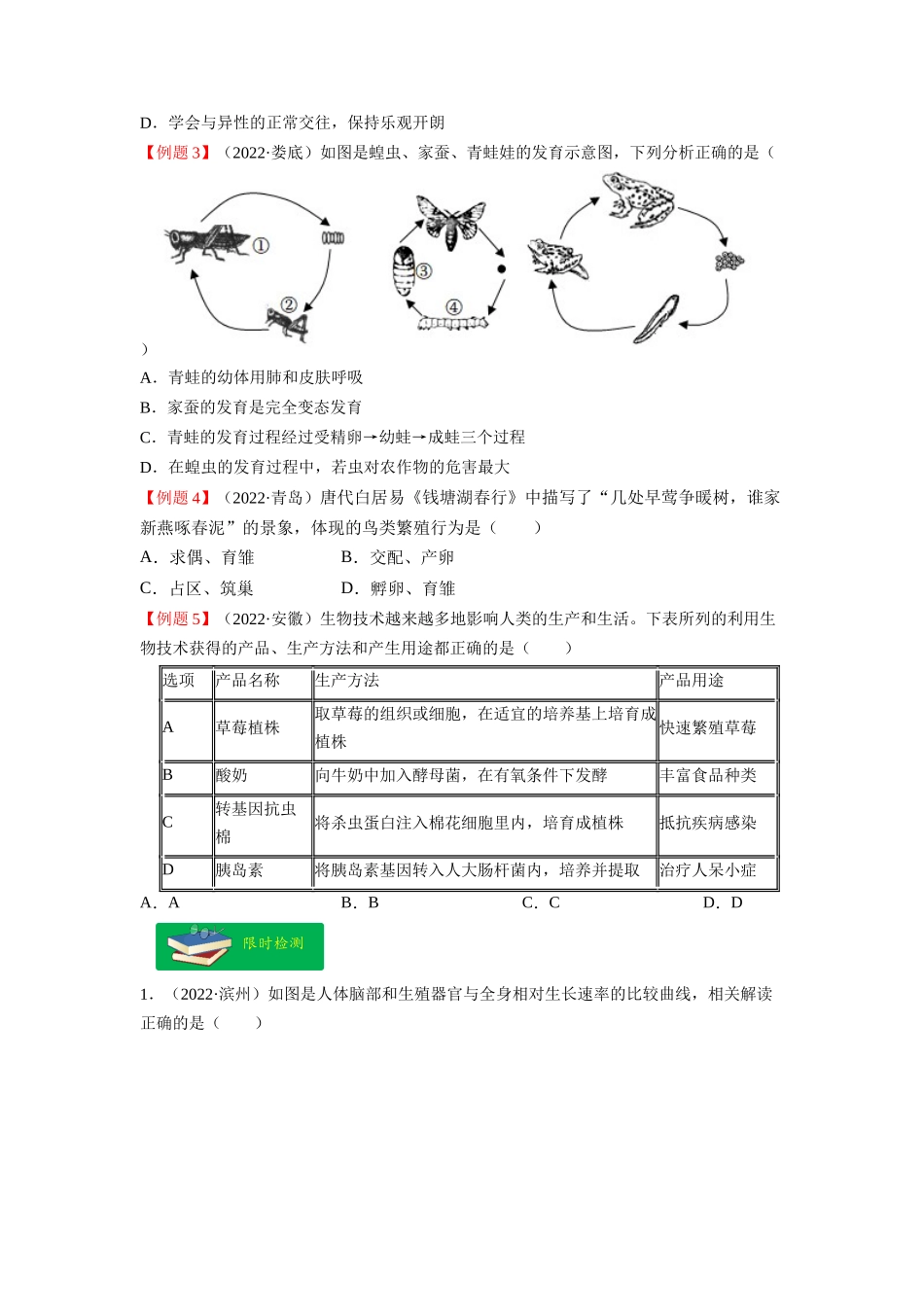 重难点07 生物的生殖、发育与遗传变异（一） -2023年中考生物【热点·重点·难点】专练（全国通用）（原卷版）.docx_第3页