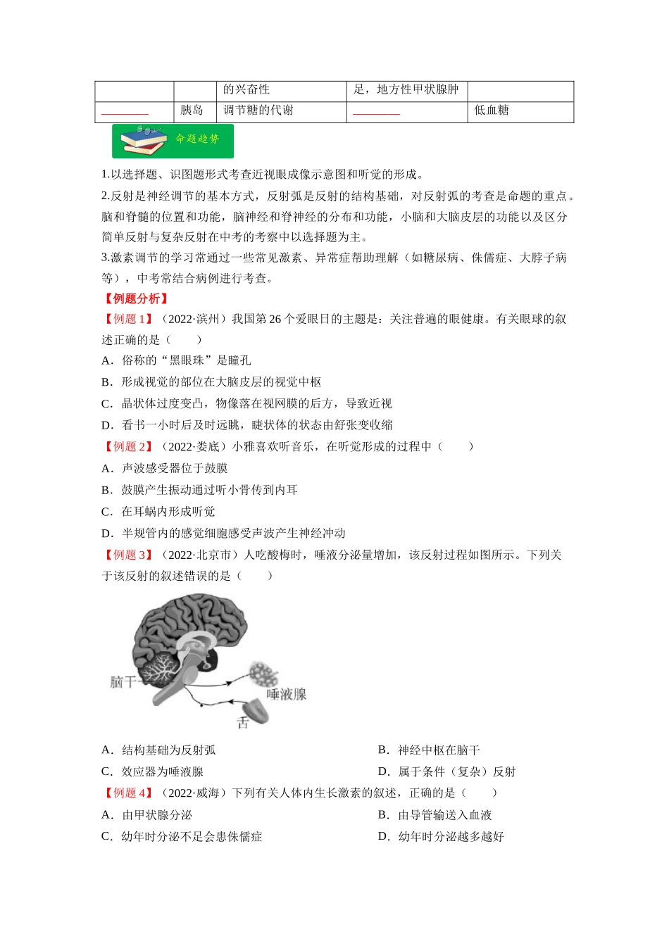 重难点05 生物圈中的人（三）-2023年中考生物【热点·重点·难点】专练（全国通用）（原卷版）.docx_第3页