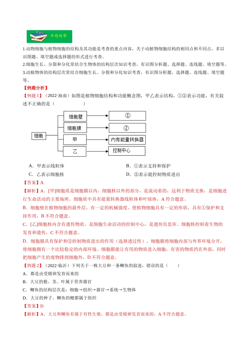 重难点02 生物体的结构层次-2023年中考生物【热点·重点·难点】专练（全国通用）  （解析版）.docx_第2页