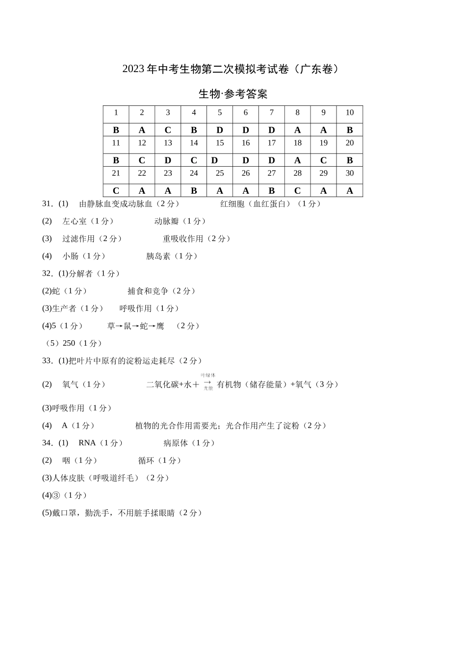 生物（广东卷）（参考答案）（带分值） (1).docx_第1页