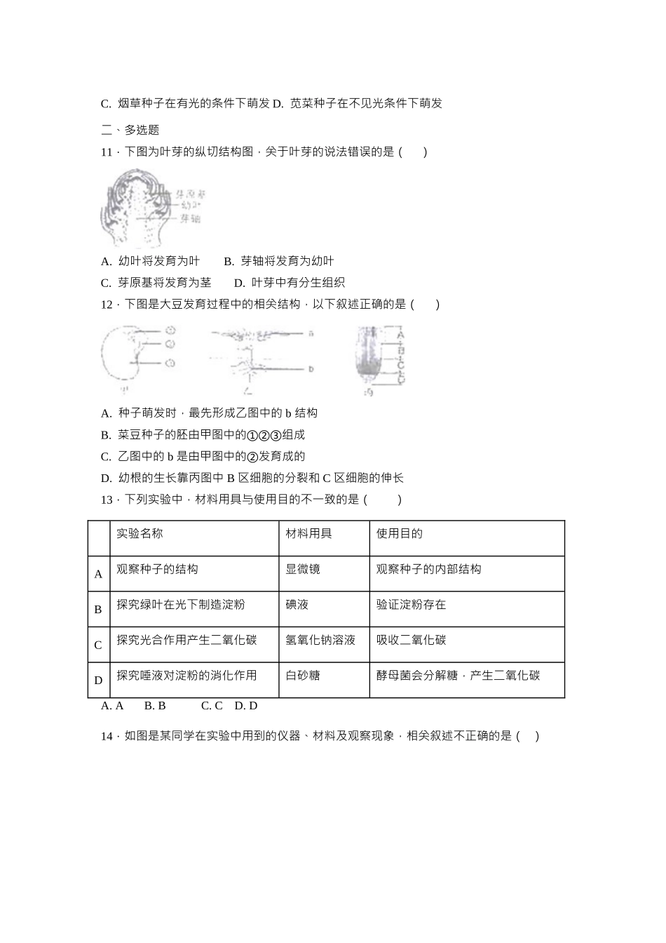 中考生物会考复习专项训练6：被子植物的一生（ Word，解析版）.docx_第3页