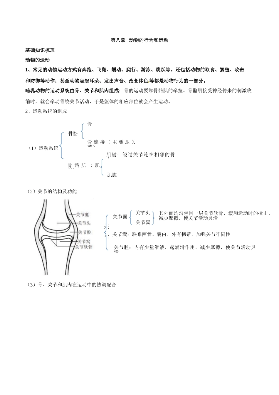 专题八 动物的行为和运动-2023年中考生物核心考点必背合集.doc_第1页