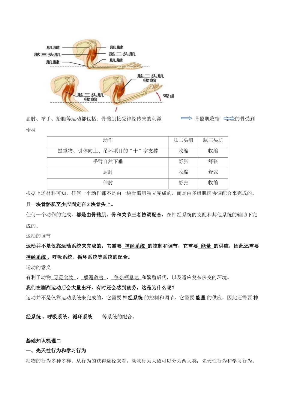 专题八 动物的行为和运动-2023年中考生物核心考点必背合集.doc_第2页