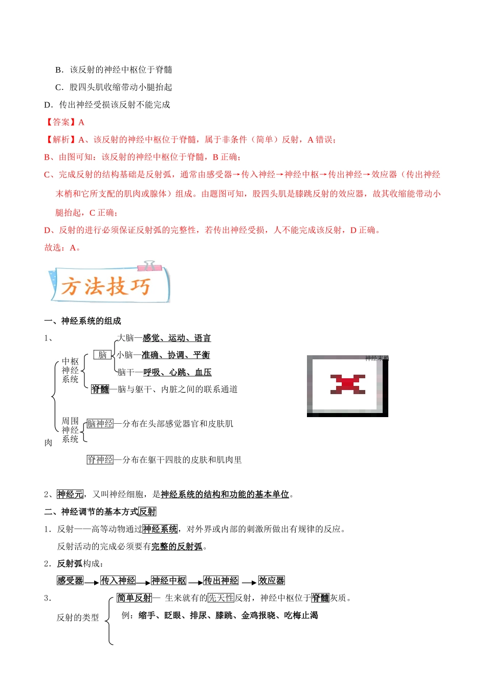 考点16 神经调节-备战2022年中考生物一轮复习考点微专题(31664564).doc_第2页