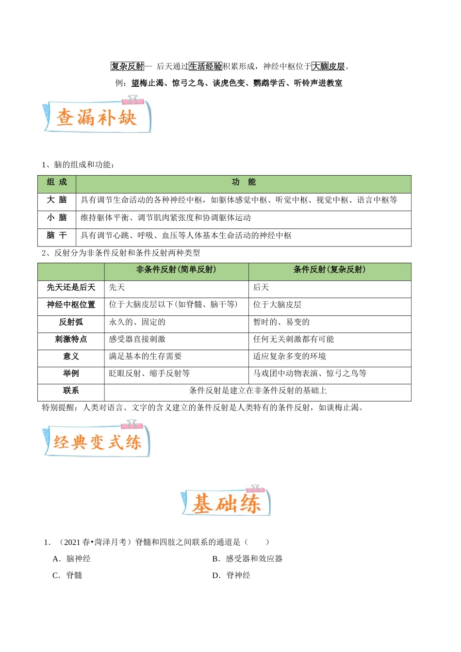 考点16 神经调节-备战2022年中考生物一轮复习考点微专题(31664564).doc_第3页