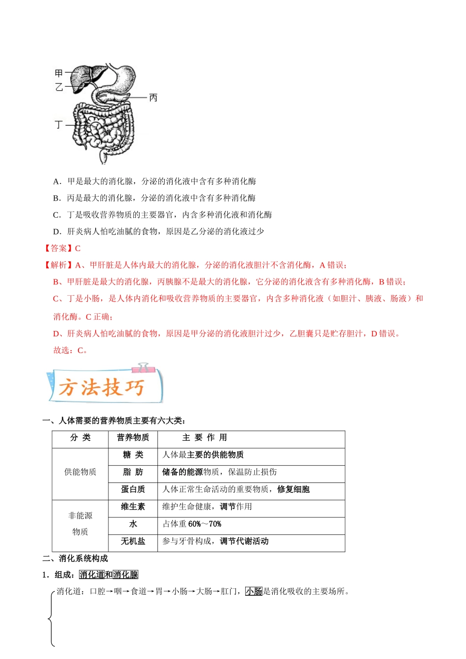 考点11 人体的营养-备战2022年中考生物一轮复习考点微专题(31264900).doc_第2页