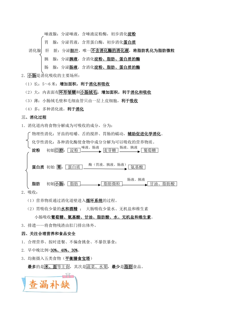 考点11 人体的营养-备战2022年中考生物一轮复习考点微专题(31264900).doc_第3页