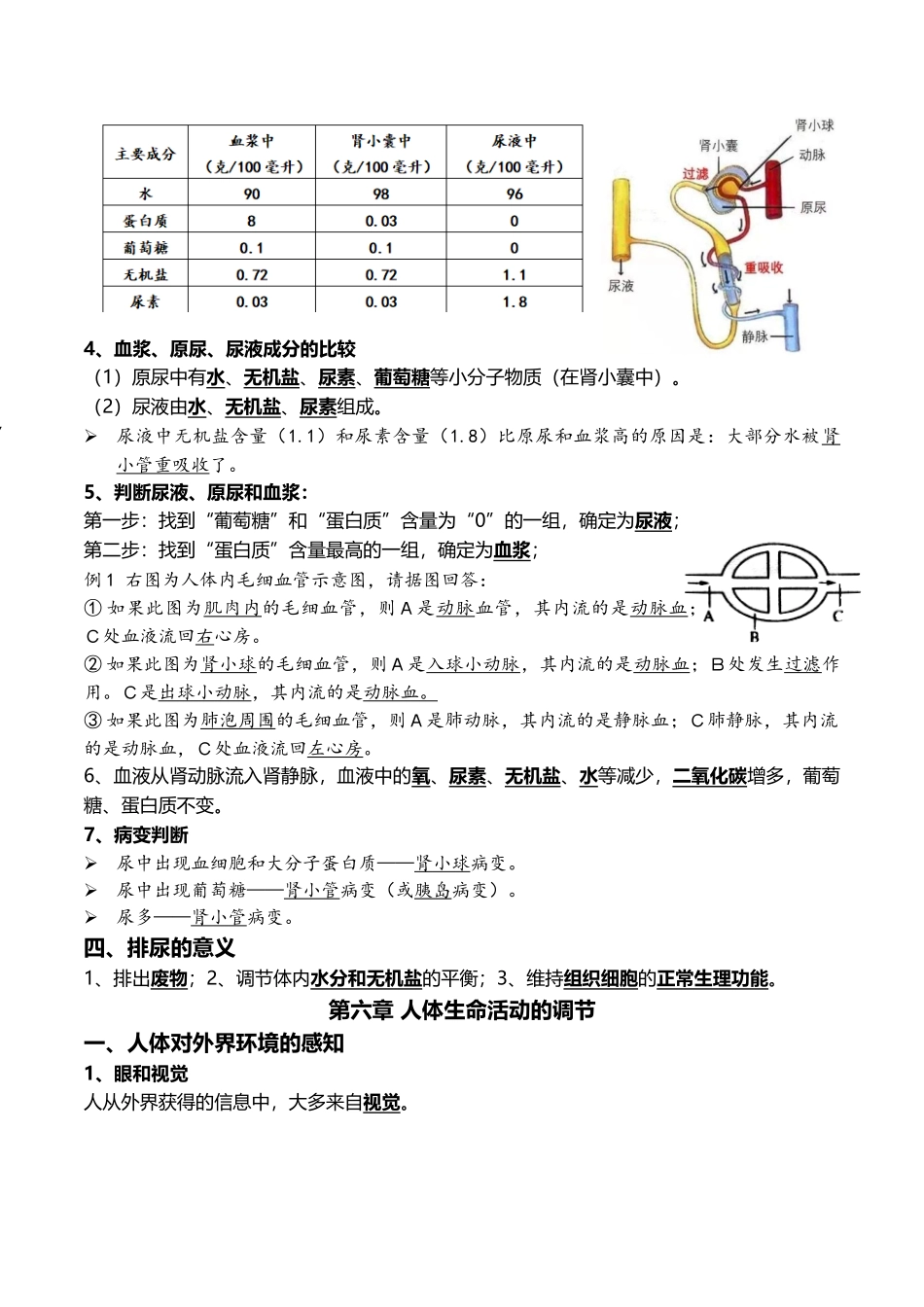 08人体内废物的排出+人体生命活动的调节-2022中考一轮复习核心考点必背知识清单.docx_第2页