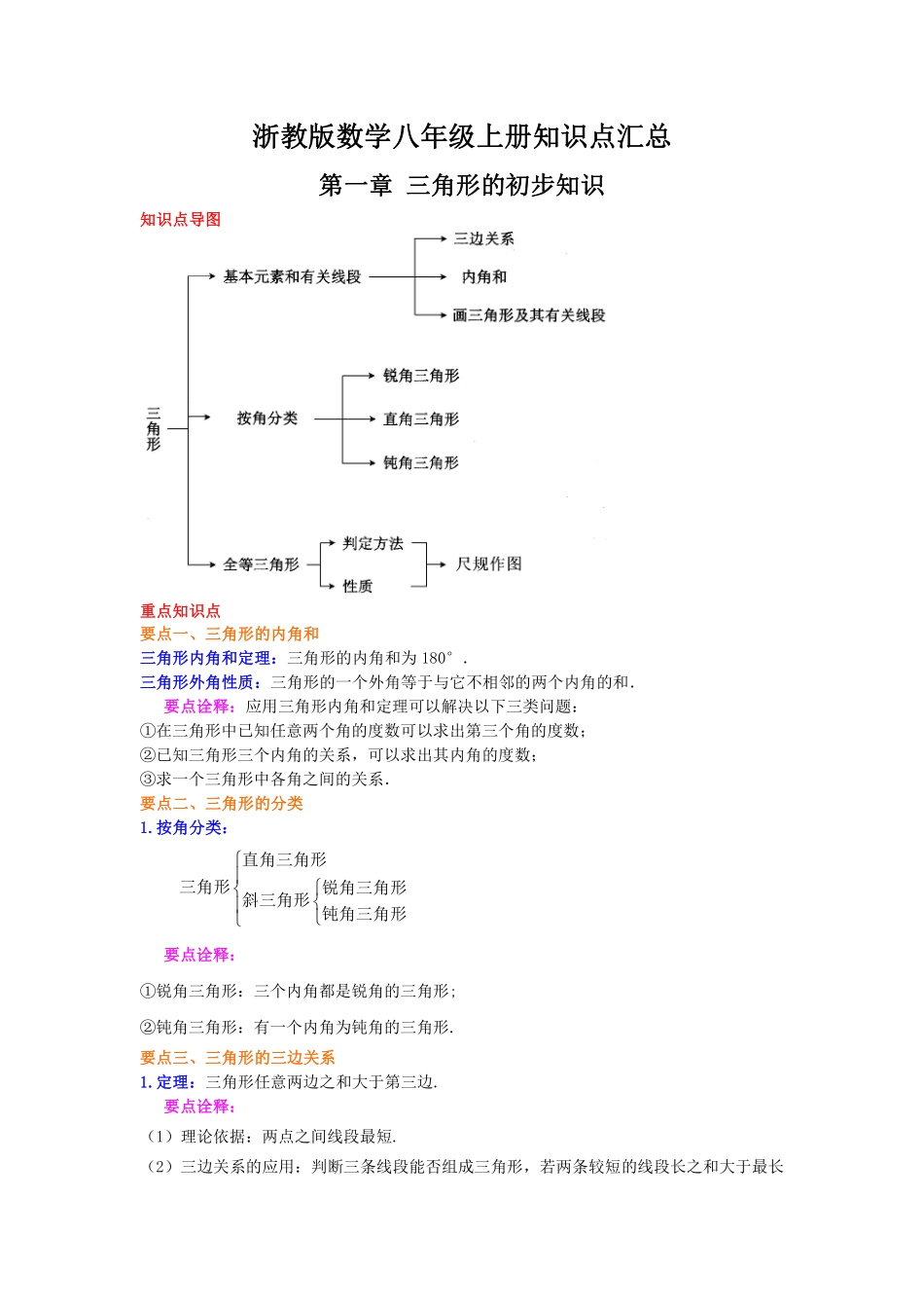 浙教版数学八年级上册知识点汇总_八年级上册_八年级上册.pdf_第1页