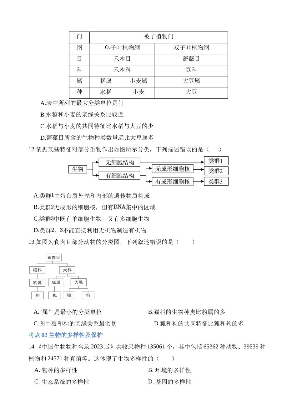 专题19 生物多样性及其保护（练习）_中考生物.docx_第3页