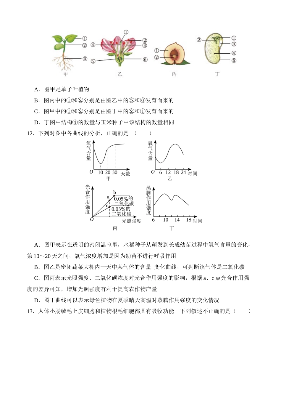 专题04 植物的生活（测试）_中考生物.docx_第3页