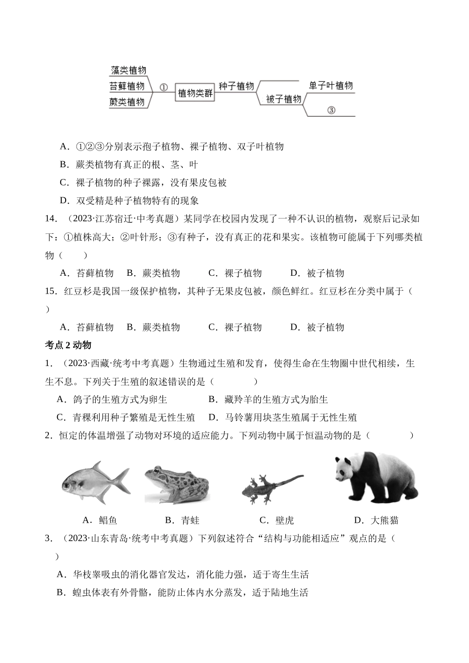 专题11 植物、动物和微生物类群（第3期）_中考生物.docx_第3页