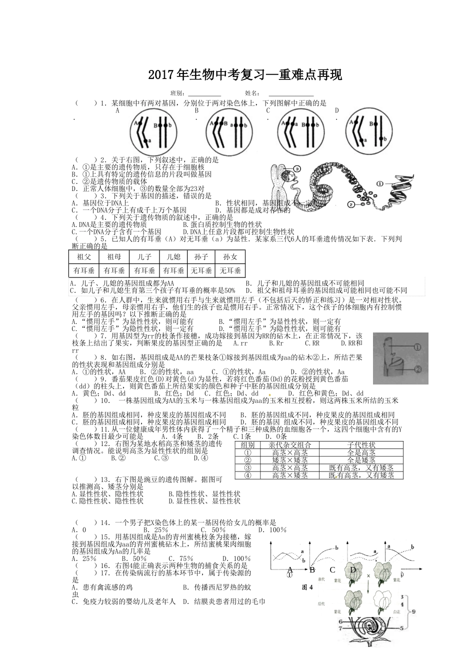 生物中考复习——重难点再现.doc_第1页
