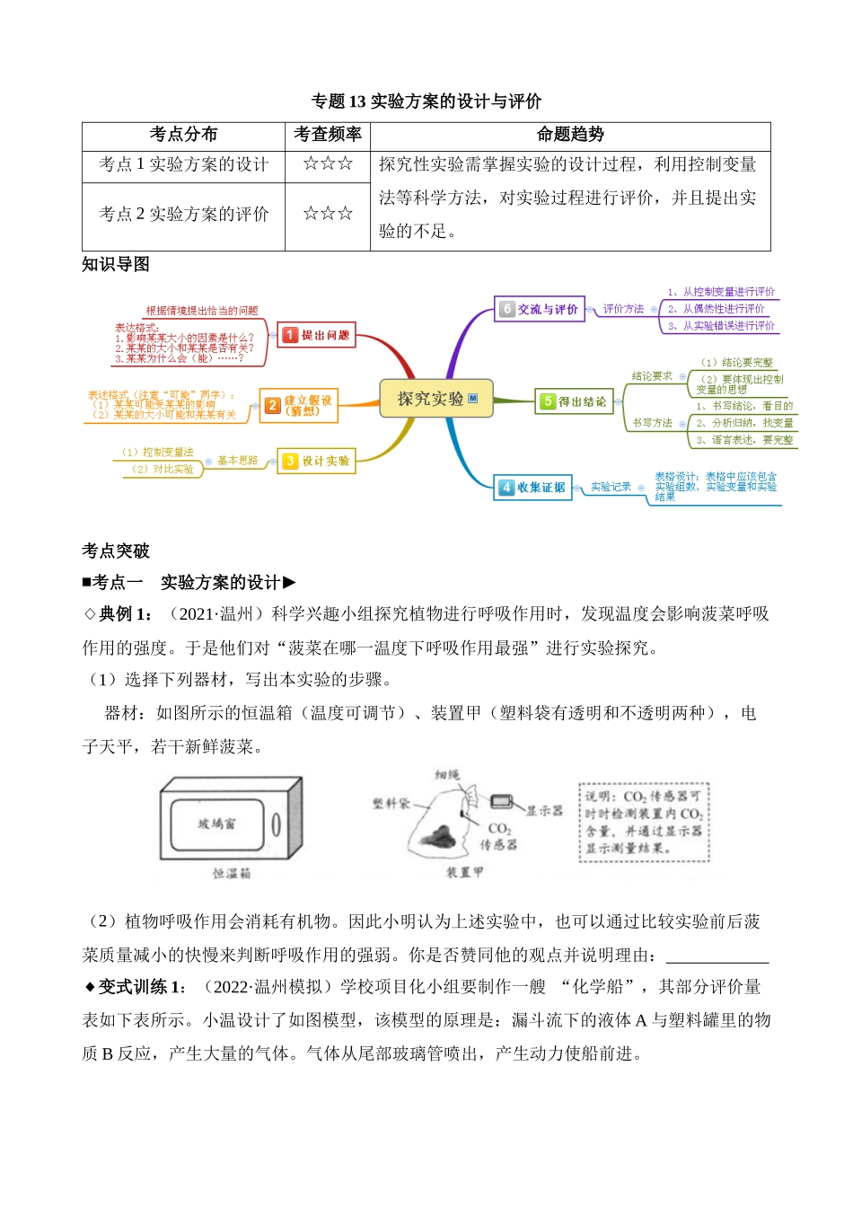 专题13 实验方案的设计与评价_中考科学.docx_第1页